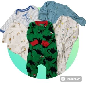 5 pc. Boy's 3M Lot of Footed Sleepers - incl. Fleece Christmas Sleeper